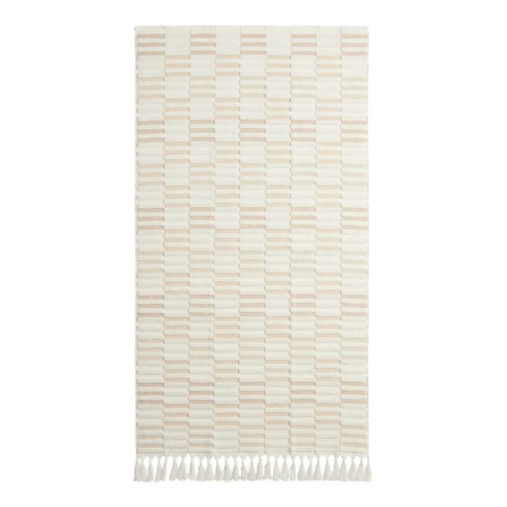 World Market Sloan Tan And Ivory Striped Sculpted Bath Towel 2 World Market Sloan Tan And Ivory Striped Sculpted Bath Towel - Image 2