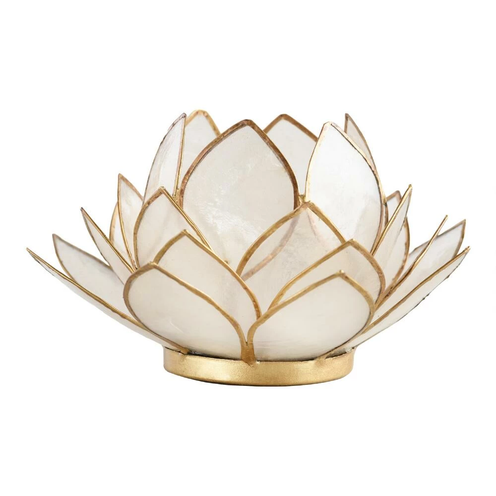 World Market White Capiz Lotus Tealight Candle Holder 1 World Market White Capiz Lotus Tealight Candle Holder