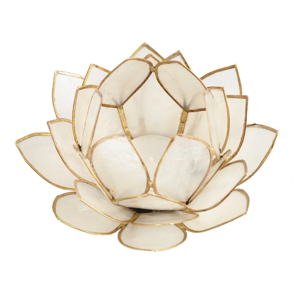 World Market White Capiz Lotus Tealight Candle Holder 2 World Market White Capiz Lotus Tealight Candle Holder - Image 2