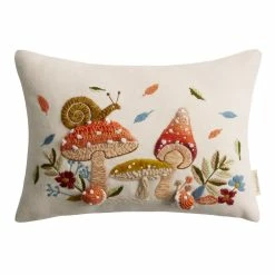 World Market Embroidered Mushroom Lumbar Pillow