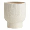 World Market White Speckled Ceramic Swirl Pedestal Planter