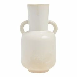 World Market Ivory Pearlescent Reactive Glaze Olivia Funnel Vase