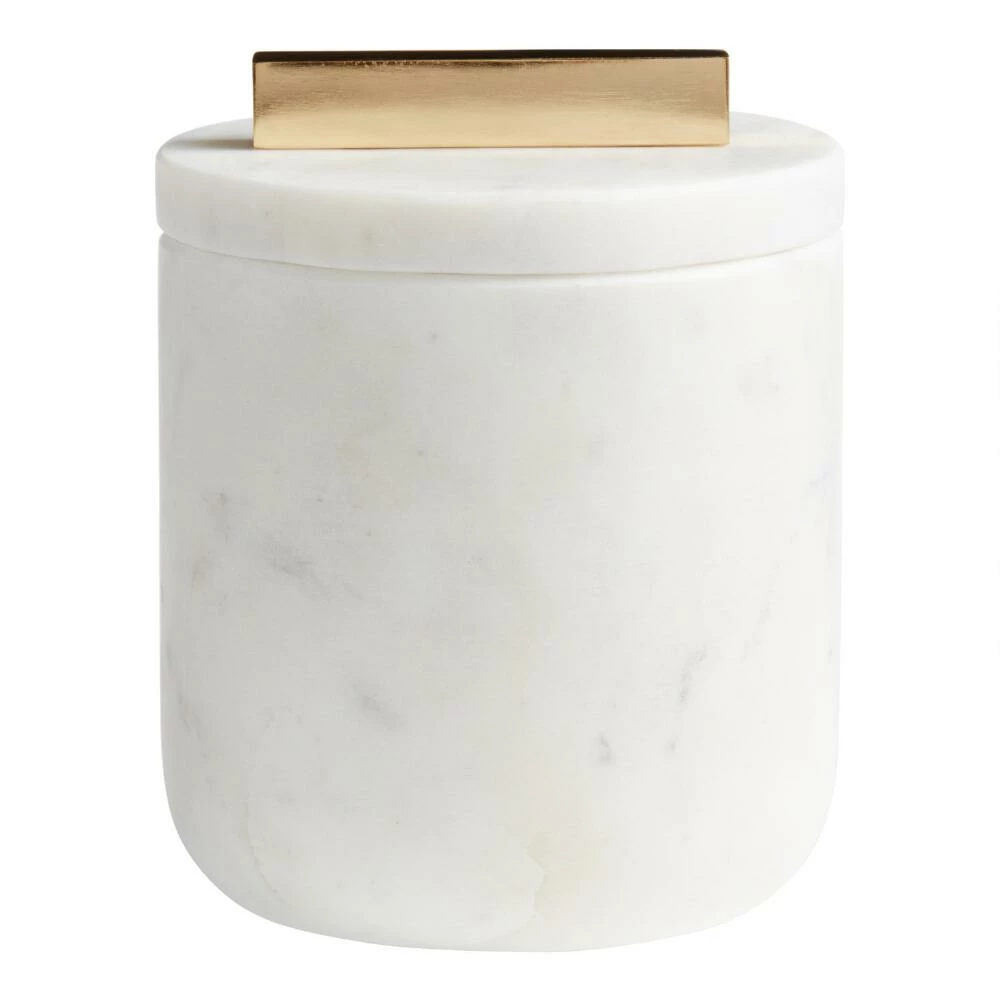World Market White Marble Canister With Lid 1 World Market White Marble Canister With Lid