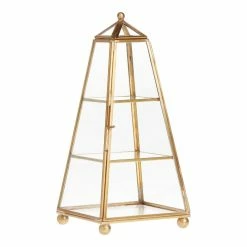 World Market Gold and Glass Pyramid Display Box