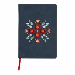 World Market Denik Indigo Blue Embroidered Floral Journal