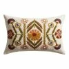 World Market Embroidered Autumn Floral Lumbar Pillow
