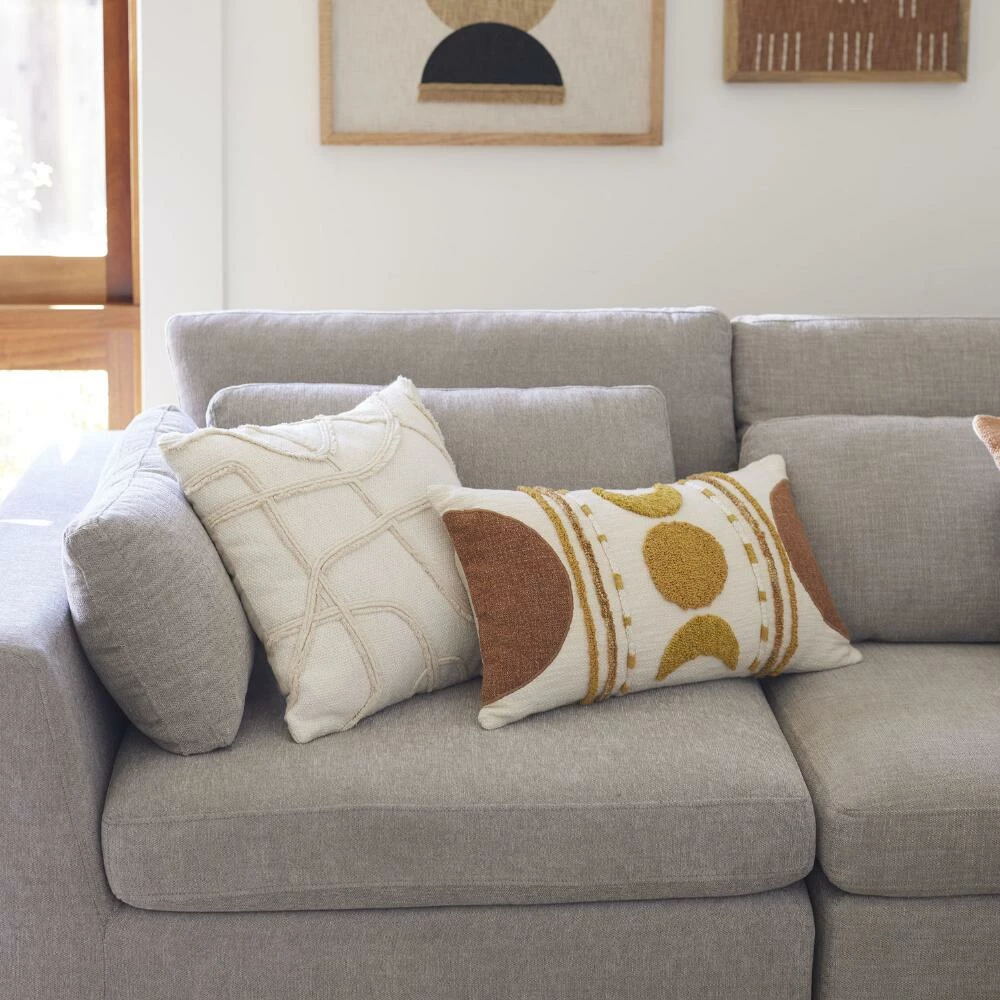 World Market Ivory and Gold Tufted Celestial Lumbar Pillow 2 World Market Ivory and Gold Tufted Celestial Lumbar Pillow - Image 2