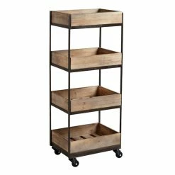 World Market Gavin Wood 4 Tier Rolling Cart