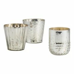World Market Silver Mercury Glass Votive Candle Holder Set Of 3