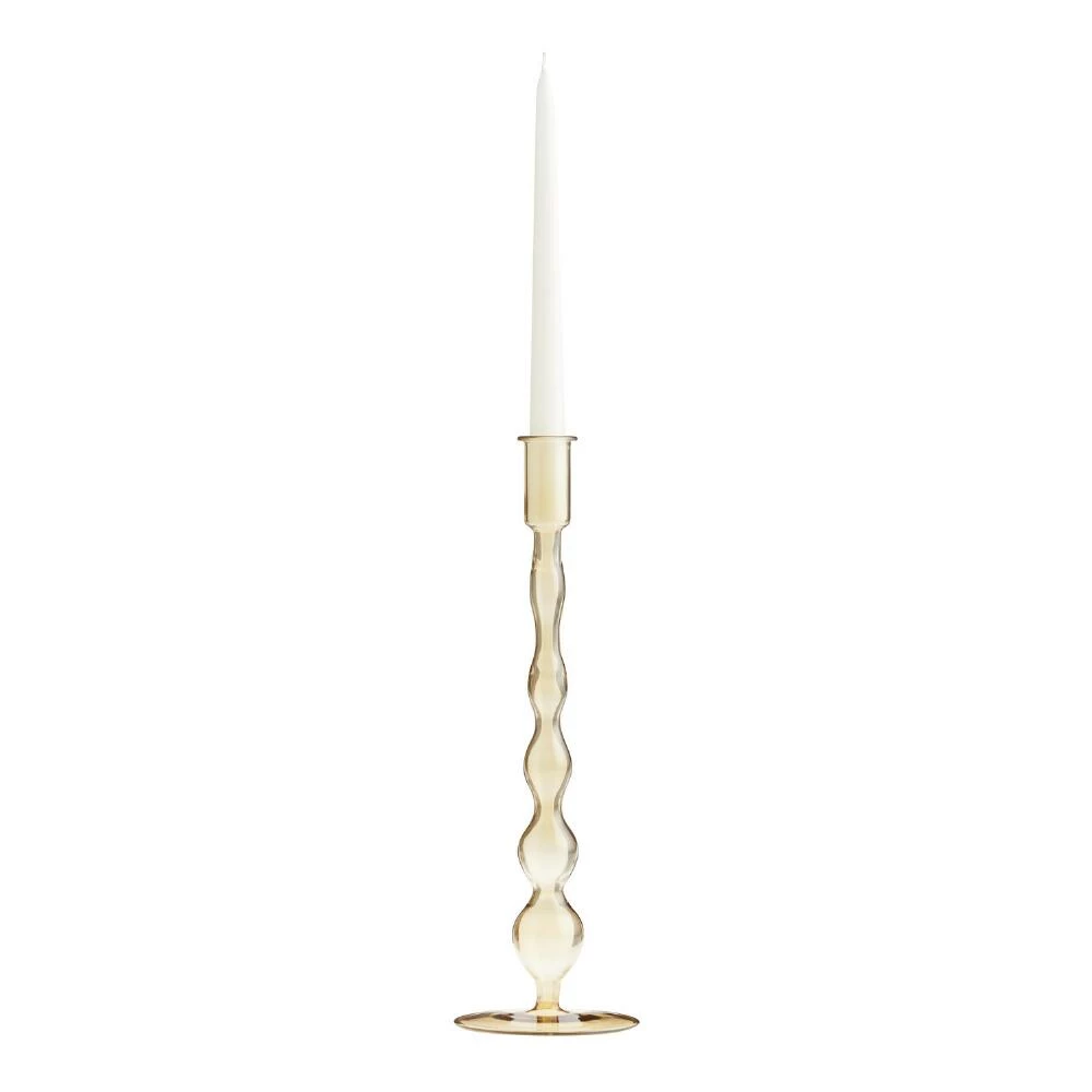 World Market Tall Amber Glass Taper Candle Holder 1 World Market Tall Amber Glass Taper Candle Holder