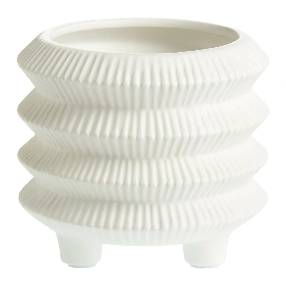 World Market White Lantern Ceramic Footed Planter 1 World Market White Lantern Ceramic Footed Planter