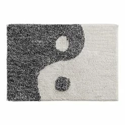World Market Yin Yang Black And White Tufted Bath Mat