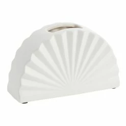 World Market Matte White Fan Ceramic Vase