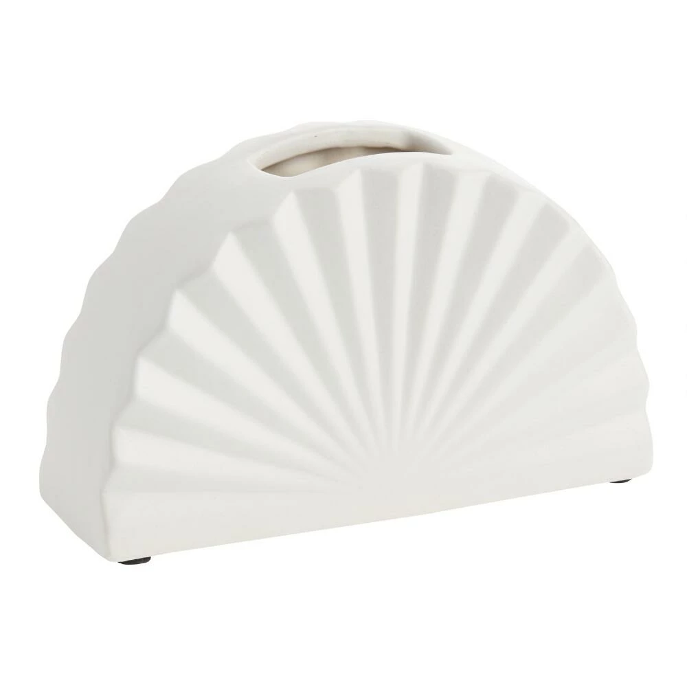 World Market Matte White Fan Ceramic Vase 1 World Market Matte White Fan Ceramic Vase