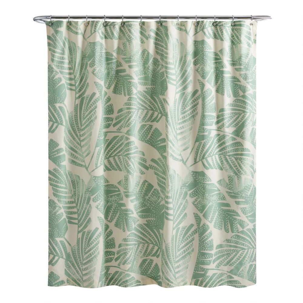 World Market Jakarta Palm Green And White Shower Curtain 1 World Market Jakarta Palm Green And White Shower Curtain