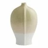 World Market Tall Sage Green And White Ombre Leaf Ceramic Vase