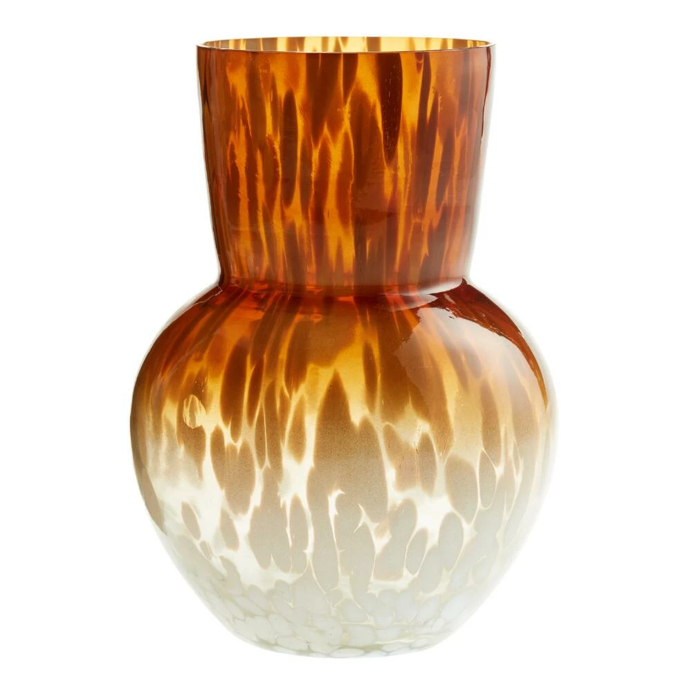 World Market Amber And White Bulb Confetti Glass Vase 1 World Market Amber And White Bulb Confetti Glass Vase
