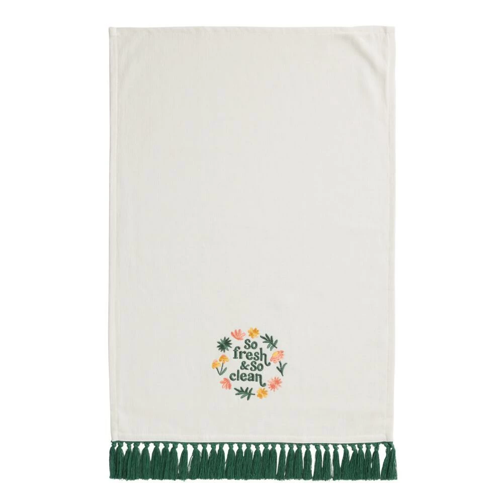 World Market White Floral Fresh & Clean Terry Hand Towel 2 World Market White Floral Fresh & Clean Terry Hand Towel - Image 2