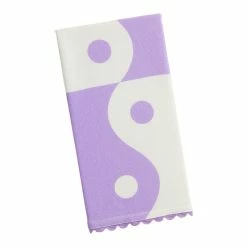 World Market White And Lavender Yin Yang Terry Hand Towel