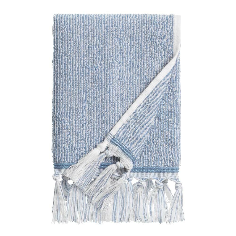 World Market Azure Blue And White Marled Hand Towel 1 World Market Azure Blue And White Marled Hand Towel