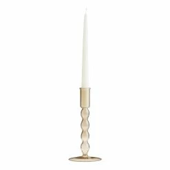 World Market Smoke Gray Glass Taper Candle Holder