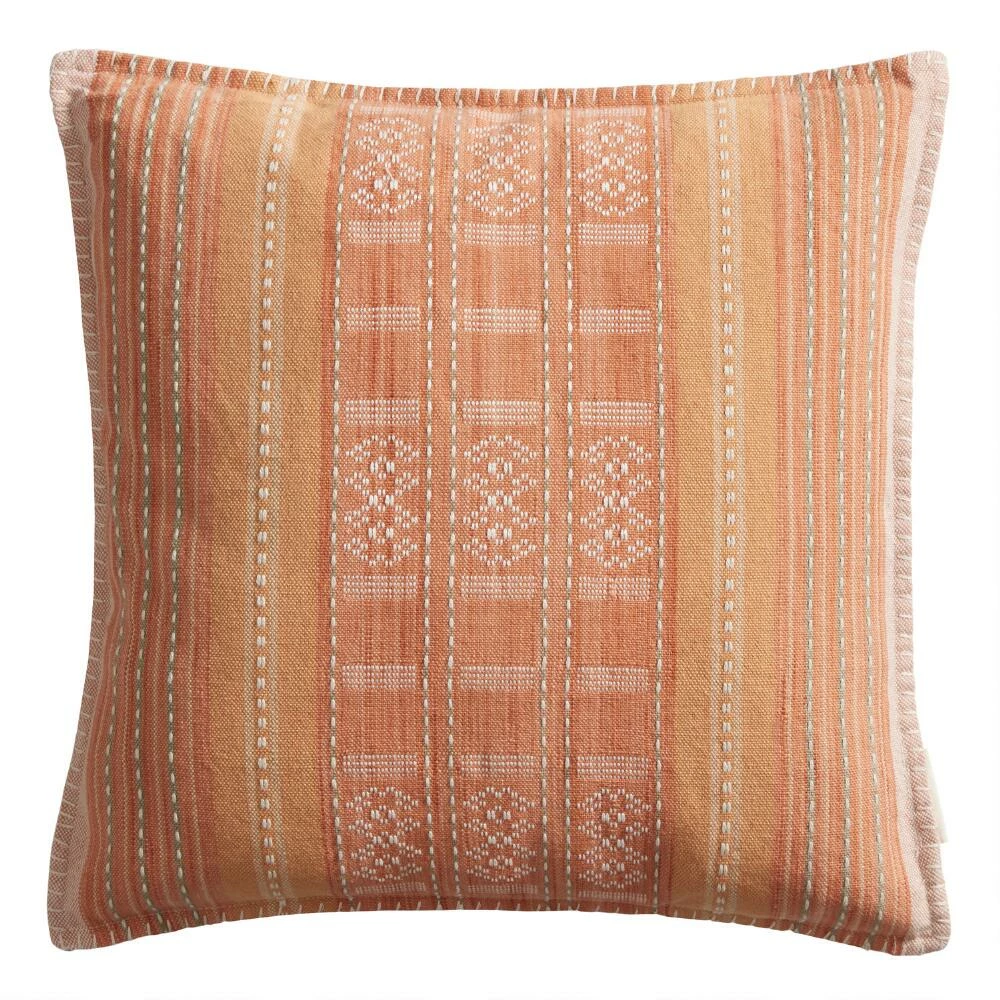 World Market Umbud Stripe Embroidered Indoor Outdoor Throw Pillow 1 World Market Umbud Stripe Embroidered Indoor Outdoor Throw Pillow