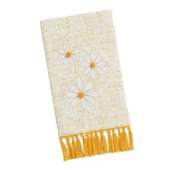 World Market Mustard And White Daisy Speckled Terry Hand Towel