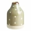 World Market Olive Green Reactive Glaze Dotted Ceramic Bud Vase