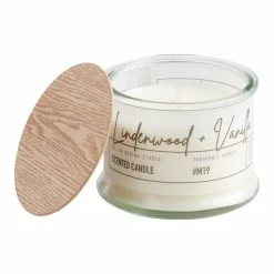 World Market Frosted Glass Lindenwood and Vanilla 2 Wick Scented Candle