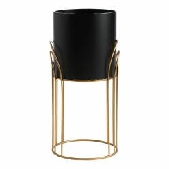 World Market Black Metal Planter With Arched Gold Stand