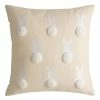 World Market Oatmeal And White Bunny Rabbit Pom Tail Throw Pillow