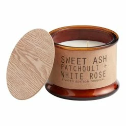 World Market Amber Glass Sweet Ash and White Rose 2 Wick Scented Candle