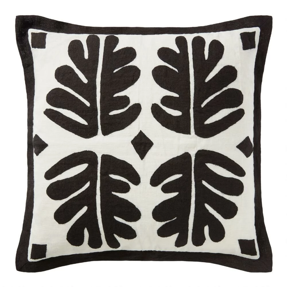 World Market Justina Blakeney Paradiso Ivory and Black Leaf Throw Pillow 1 World Market Justina Blakeney Paradiso Ivory and Black Leaf Throw Pillow