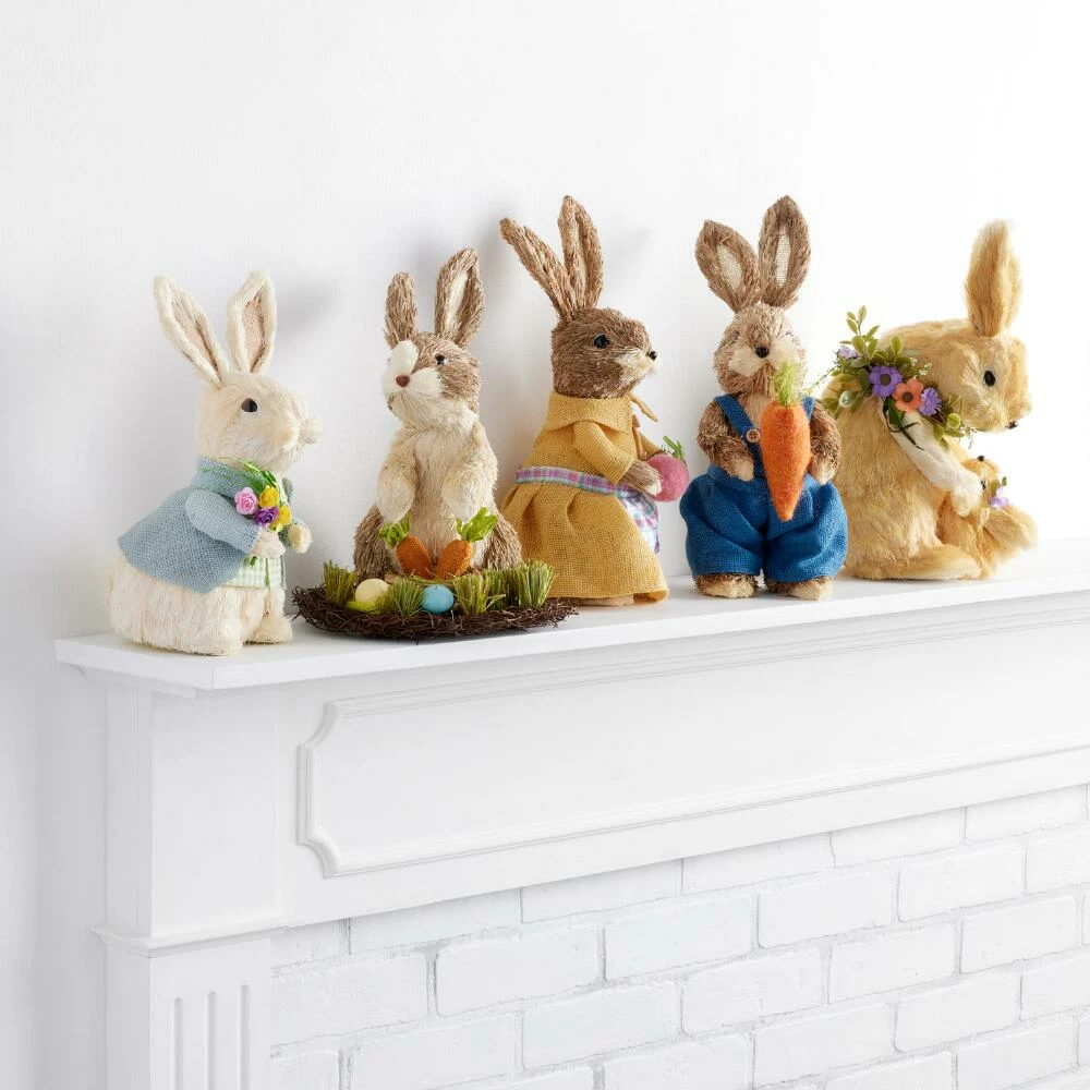 World Market Natural Fiber Bunny With Flower Decor 3 World Market Natural Fiber Bunny With Flower Decor - Image 3