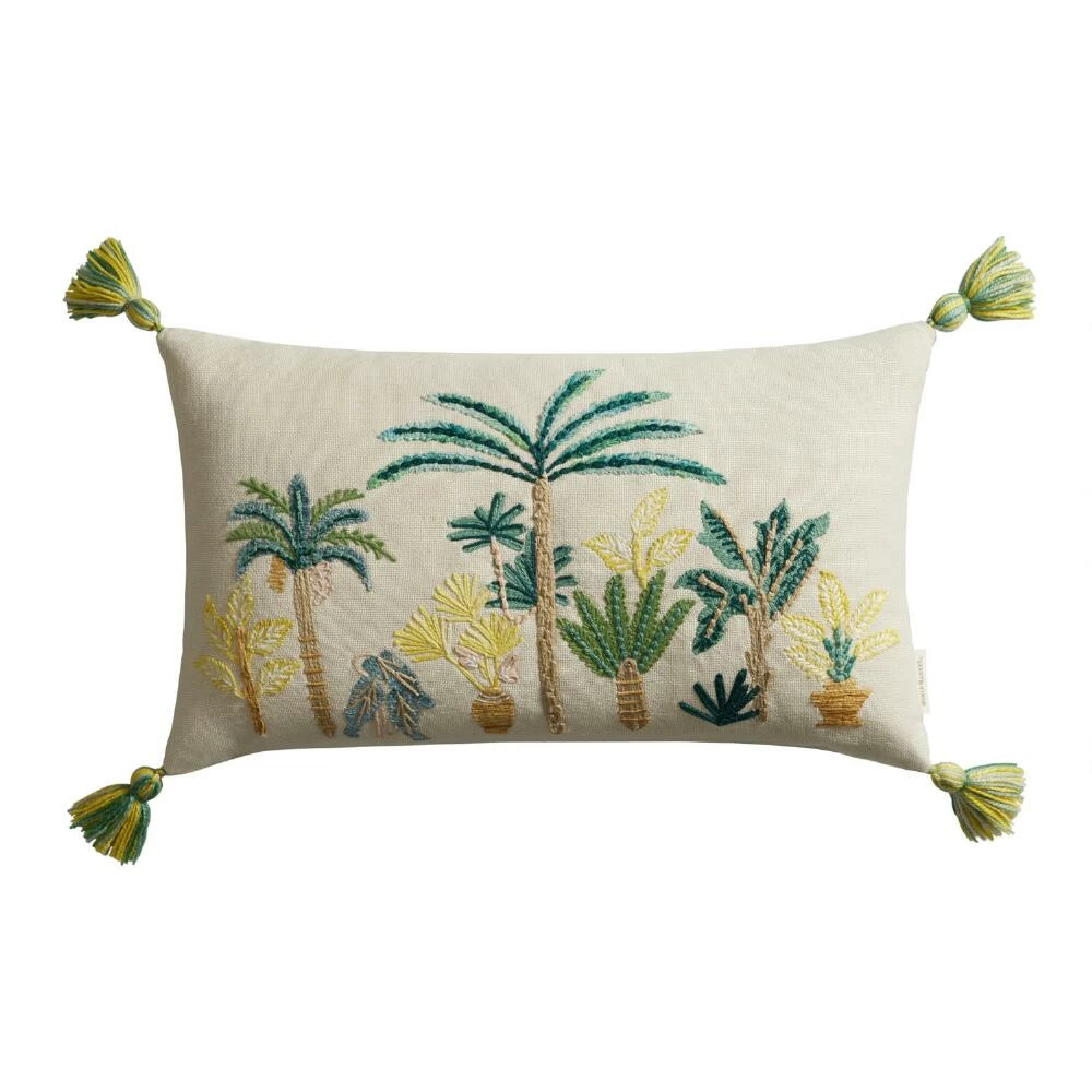World Market Bali Trees Ivory Embroidered Indoor Outdoor Lumbar Pillow 1 World Market Bali Trees Ivory Embroidered Indoor Outdoor Lumbar Pillow