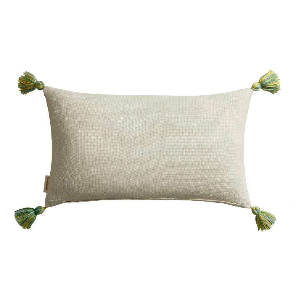 World Market Bali Trees Ivory Embroidered Indoor Outdoor Lumbar Pillow 2 World Market Bali Trees Ivory Embroidered Indoor Outdoor Lumbar Pillow - Image 2