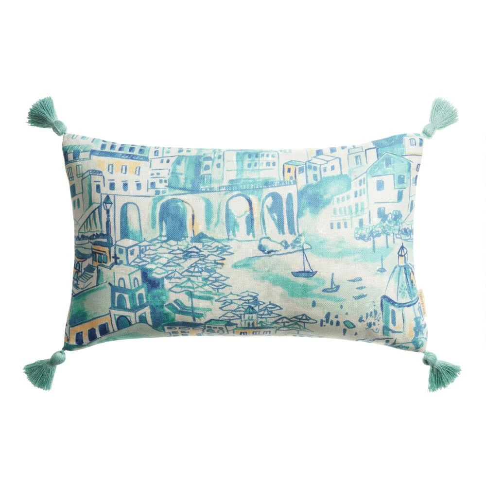 World Market Blue Amalfi Print Indoor Outdoor Lumbar Pillow 1 World Market Blue Amalfi Print Indoor Outdoor Lumbar Pillow