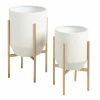 World Market Tapered Ivory Planter With Gold Stand