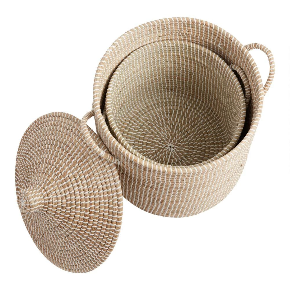 World Market Adira White Seagrass Basket With Lid 2 World Market Adira White Seagrass Basket With Lid - Image 2