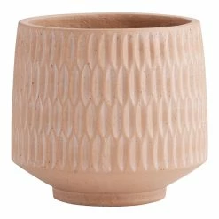 World Market Tate Terracotta Cement Geo Footed Outdoor Planter