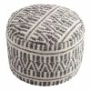 World Market Charcoal and Ivory Woven Textured Floor Pouf