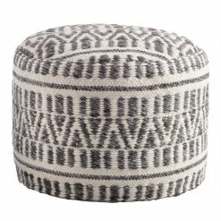 World Market Charcoal and Ivory Woven Textured Floor Pouf -Decor & Pillows Sales Store unnamed file 719