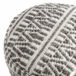 World Market Charcoal and Ivory Woven Textured Floor Pouf -Decor & Pillows Sales Store unnamed file 720