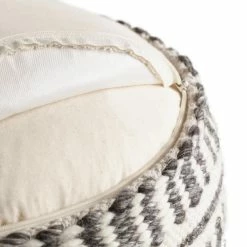 World Market Charcoal and Ivory Woven Textured Floor Pouf -Decor & Pillows Sales Store unnamed file 721