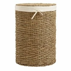 World Market Trista Round Seagrass Hamper With Liner And Lid