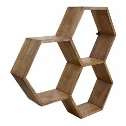 World Market Mango Wood Honeycomb Wall Shelf