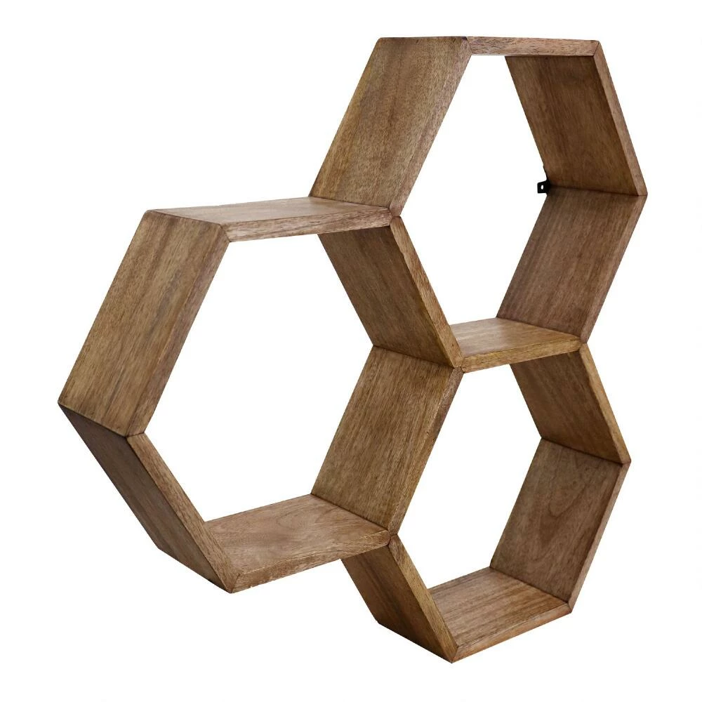 World Market Mango Wood Honeycomb Wall Shelf 1 World Market Mango Wood Honeycomb Wall Shelf