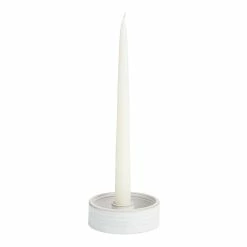 World Market White Ceramic Sage and Taper Candle Holder