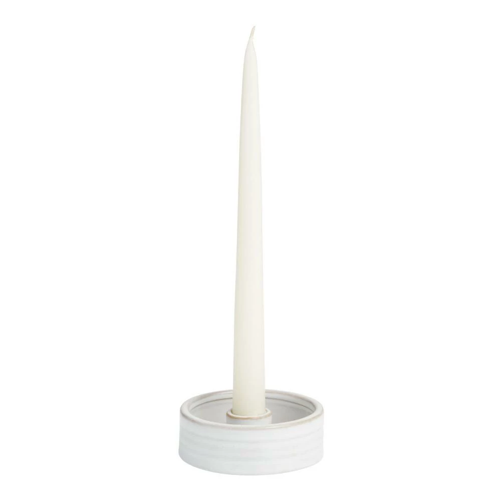 World Market White Ceramic Sage and Taper Candle Holder 1 World Market White Ceramic Sage and Taper Candle Holder