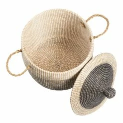 World Market Amelia Ombre Seagrass Tote Basket With Lid -Decor & Pillows Sales Store unnamed file 744
